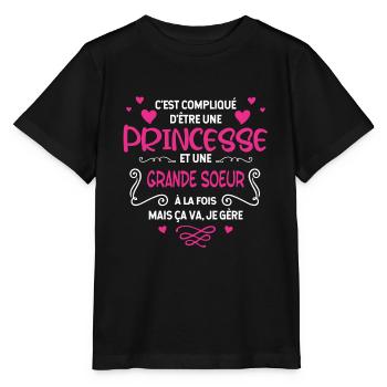 Une Princesse Et Une Grande Soeur cadeau - T-shirt bio MINI CREATOR Stanley/Stella Enfant - noir - Devant - Mikhail (115cm)