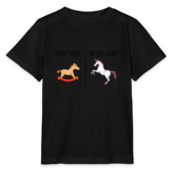 Deine Tante Meine Tante Einhorn I Lustiger Spruch - Stanley/Stella Kinder T-Shirt MINI CREATOR  - Schwarz - Vorne - Mikhail (115cm)