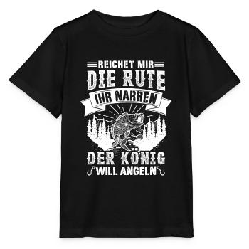 Reicht mir die Rute der König will angeln - Stanley/Stella Kinder T-Shirt MINI CREATOR  - Schwarz - Vorne - Mikhail (115cm)