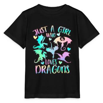 Just a girl who loves dragons - Stanley/Stella MINI CREATOR Kids’ T-Shirt - black - Front - Mikhail (115cm)