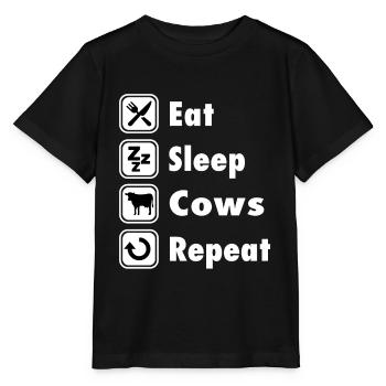 TEE - Eat Sleep Cows Repeat - Stanley/Stella MINI CREATOR Kids’ T-Shirt - black - Front - Mikhail (115cm)