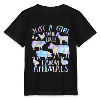 Nur ein Mädchen, das Nutztiere liebt - Stanley/Stella Kinder T-Shirt MINI CREATOR  - Schwarz - Vorne - Mikhail (115cm)