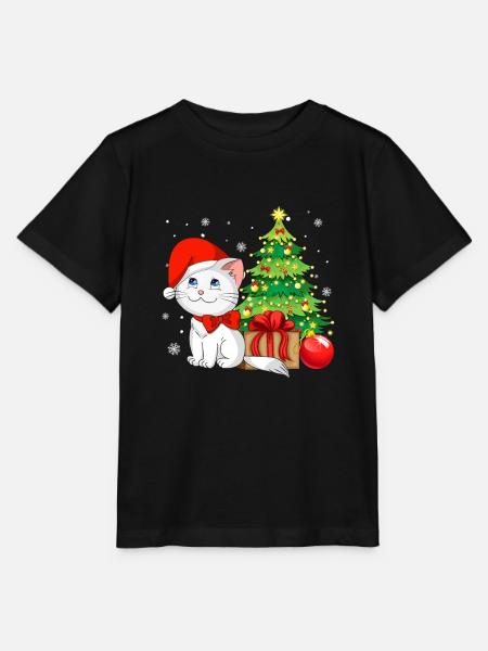 Frohe Weihnachten Katze - Stanley/Stella Kinder T-Shirt MINI CREATOR  - Schwarz