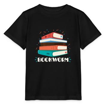Bookworm book reading bookworm - Stanley/Stella MINI CREATOR Kids’ T-Shirt - black - Front - Mikhail (115cm)