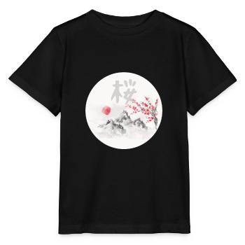 Japanese cherry blossom tree sakura - Stanley/Stella MINI CREATOR Kids’ T-Shirt - black - Front - Mikhail (115cm)