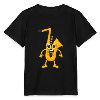Saxofon - Stanley/Stella Kinder T-Shirt MINI CREATOR  - Schwarz - Vorne - Mikhail (115cm)