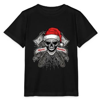 Merry Axemas Weihnachten Schädel Weihnachtsmuffel - Stanley/Stella Kinder T-Shirt MINI CREATOR  - Schwarz - Vorne - Mikhail (115cm)