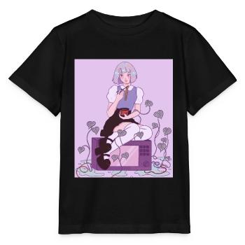 Anime écolière avec ramen four micro-ondes lierre - T-shirt bio MINI CREATOR Stanley/Stella Enfant - noir - Devant - Mikhail (115cm)