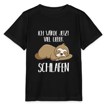 Viel lieber schlafen - Faultier Faulenzer - Stanley/Stella Kinder T-Shirt MINI CREATOR  - Schwarz - Vorne - Mikhail (115cm)