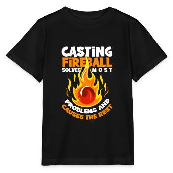 Fireball RPG Mage Geek Role Player Gift Tabletop - Stanley/Stella MINI CREATOR Kids’ T-Shirt - black - Front - Mikhail (115cm)