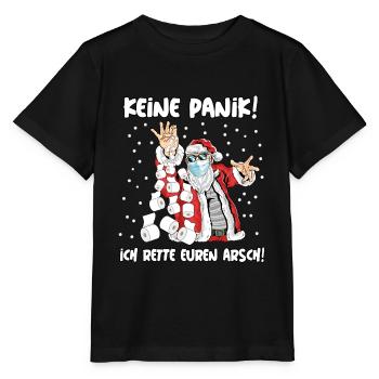 WEIHNACHTSMANN CORONA Klopapier / Keine Panik / - Stanley/Stella Kinder T-Shirt MINI CREATOR  - Schwarz - Vorne - Mikhail (115cm)