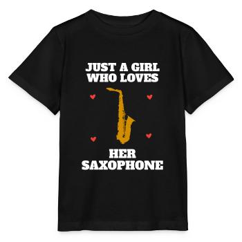 Cadeau saxophone saxophoniste saxo femme fille - T-shirt bio MINI CREATOR Stanley/Stella Enfant - noir - Devant - Mikhail (115cm)