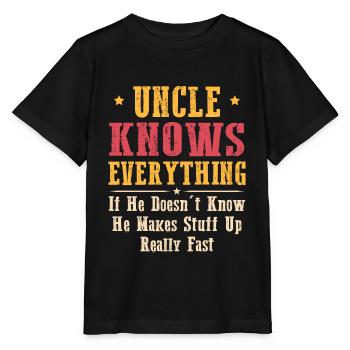 Uncle Knows Everything - Stanley/Stella MINI CREATOR Kids’ T-Shirt - black - Front - Mikhail (115cm)