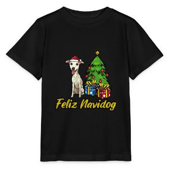 Feliz Navidog Whippet Hunde Geschenk - Stanley/Stella Kinder T-Shirt MINI CREATOR  - Schwarz - Vorne - Mikhail (115cm)