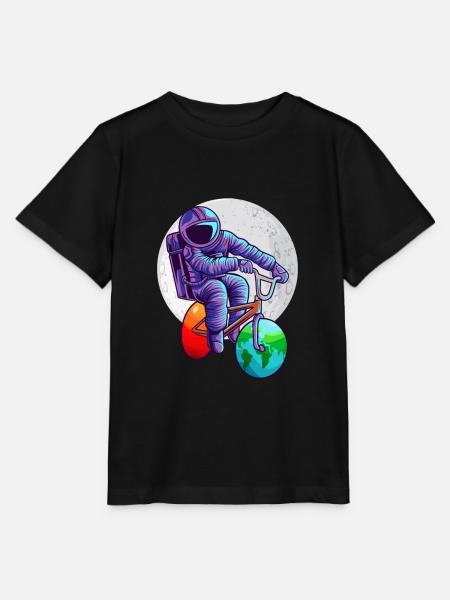Space astronaut bike moon mars earth planet - Stanley/Stella MINI CREATOR Kids’ T-Shirt - black