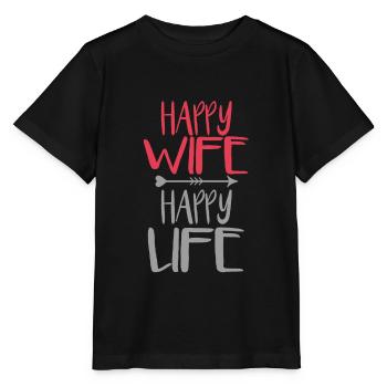 Femme heureuse, vie heureuse - T-shirt bio MINI CREATOR Stanley/Stella Enfant - noir - Devant - Mikhail (115cm)