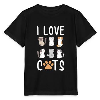 J'aime les chats j'aime les chats - T-shirt bio MINI CREATOR Stanley/Stella Enfant - noir - Devant - Mikhail (115cm)