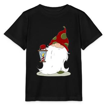 Christmas Nordic Elf Elves Dwarf Lantern - Stanley/Stella MINI CREATOR Kids’ T-Shirt - black - Front - Mikhail (115cm)