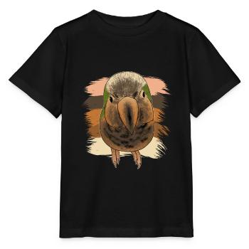 Neugieriger Retro Mönchssittich - Stanley/Stella Kinder T-Shirt MINI CREATOR  - Schwarz - Vorne - Mikhail (115cm)
