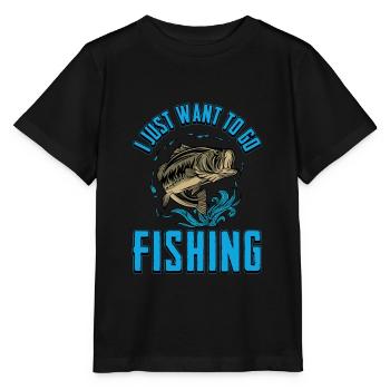 Fishing angler fishing fishing rod fishing rod fish - Stanley/Stella MINI CREATOR Kids’ T-Shirt - black - Front - Mikhail (115cm)