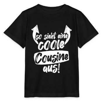 So sieht eine coole Cousine aus Geschenk - Stanley/Stella Kinder T-Shirt MINI CREATOR  - Schwarz - Vorne - Mikhail (115cm)