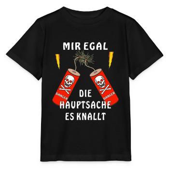 BÖLLER MIR EGAL DIE HAUPTSACHE ES KNALLT - Stanley/Stella Kinder T-Shirt MINI CREATOR  - Schwarz - Vorne - Mikhail (115cm)