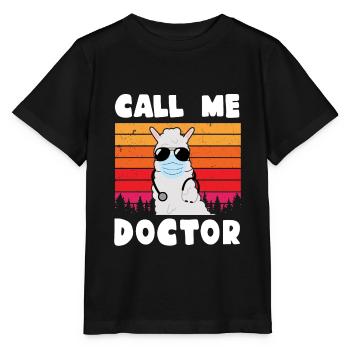 Doctors Alpaca Lama Call me Doctor Funny Medicine - Stanley/Stella MINI CREATOR Kids’ T-Shirt - black - Front - Mikhail (115cm)