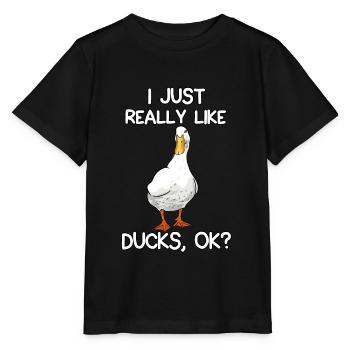 I Just Really Like Ducks - Stanley/Stella MINI CREATOR Kids’ T-Shirt - black - Front - Mikhail (115cm)