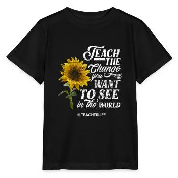 Teacher role model sunflower - Stanley/Stella MINI CREATOR Kids’ T-Shirt - black - Front - Mikhail (115cm)