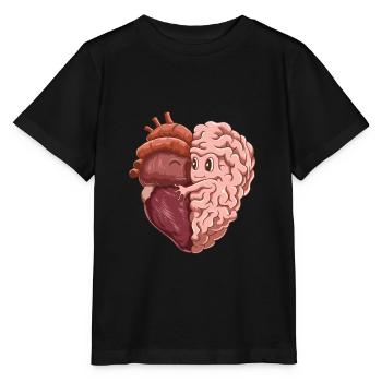 Drôle coeur amour cerveau travail d'équipe - T-shirt bio MINI CREATOR Stanley/Stella Enfant - noir - Devant - Mikhail (115cm)