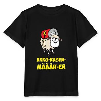 Akku Rasen Mäher Schaf Batterie - Stanley/Stella Kinder T-Shirt MINI CREATOR  - Schwarz - Vorne - Mikhail (115cm)