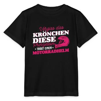 Motorradfahrerin Prinzessin Bikerin Geschenk - Stanley/Stella Kinder T-Shirt MINI CREATOR  - Schwarz - Vorne - Mikhail (115cm)