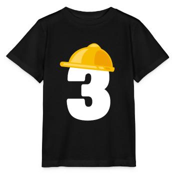 Crane excavator 3rd birthday children 3 years construction site - Stanley/Stella MINI CREATOR Kids’ T-Shirt - black - Front - Mikhail (115cm)
