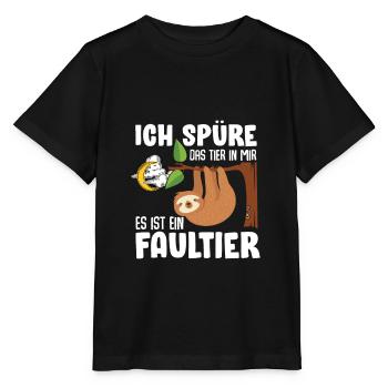 Ich spüre das Tier in mir es ist ein Faultier - Stanley/Stella Kinder T-Shirt MINI CREATOR  - Schwarz - Vorne - Mikhail (115cm)