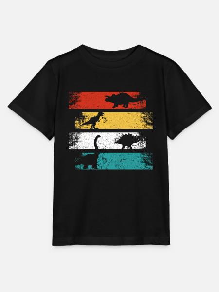Retro Dino T-Rex Styracosaurus Dinosaurier - Stanley/Stella Kinder T-Shirt MINI CREATOR - Schwarz