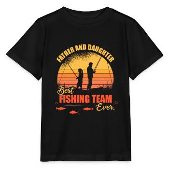 Father daughter gift for anglers for fishing - Stanley/Stella MINI CREATOR Kids’ T-Shirt - black - Front - Mikhail (115cm)