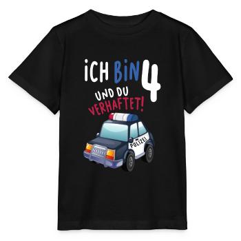 4. Geburtstag Polizei Geschenk 4 Jahre Polizist - Stanley/Stella Kinder T-Shirt MINI CREATOR  - Schwarz - Vorne - Mikhail (115cm)