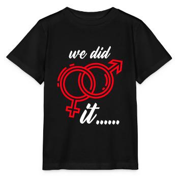 Wedding proposal marry we did it - Stanley/Stella MINI CREATOR Kids’ T-Shirt - black - Front - Mikhail (115cm)