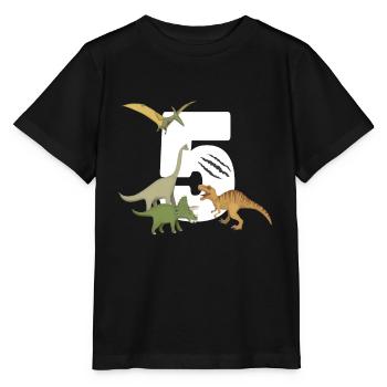 5ème anniversaire des enfants dinosaure dinosaure - T-shirt bio MINI CREATOR Stanley/Stella Enfant - noir - Devant - Mikhail (115cm)