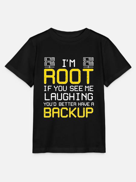 Soy root, tengo una copia de seguridad - Camiseta para niños MINI CREATOR de Stanley/Stella - negro