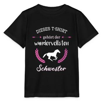 Pferde Design wundervollste Schwester Pferd reiten - Stanley/Stella Kinder T-Shirt MINI CREATOR  - Schwarz - Vorne - Mikhail (115cm)