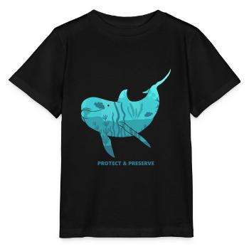Les dauphins Dauphins Protection des espèces Protection de la nature Protection des animaux - T-shirt bio MINI CREATOR Stanley/Stella Enfant - noir - Devant - Mikhail (115cm)