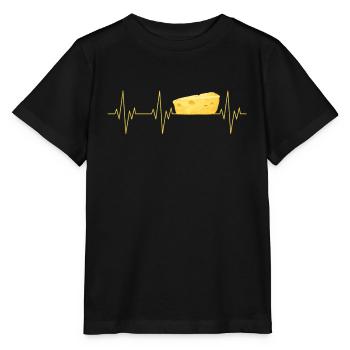 Cheese Heartbeat Funny Family Cheese Lover EKG - Stanley/Stella MINI CREATOR Kids’ T-Shirt - black - Front - Mikhail (115cm)