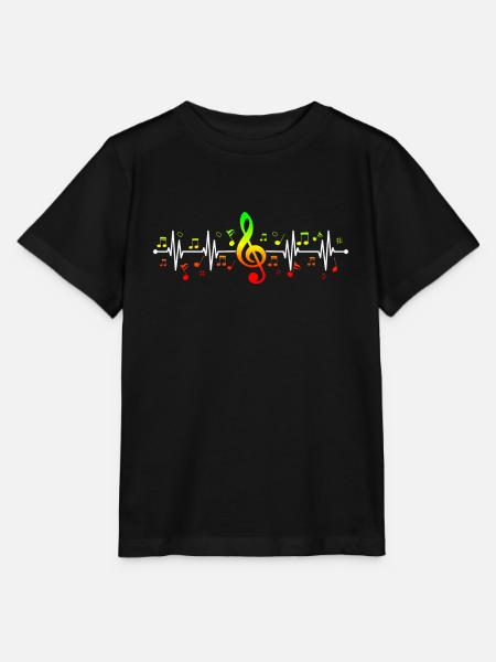 Reggae Music Heartbeat Jamaïque Rasta Funny Music - T-shirt bio MINI CREATOR Stanley/Stella Enfant - noir