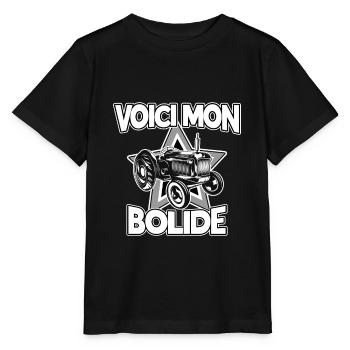 Voici mon bolide - humour tracteur - T-shirt bio MINI CREATOR Stanley/Stella Enfant - noir - Devant - Mikhail (115cm)