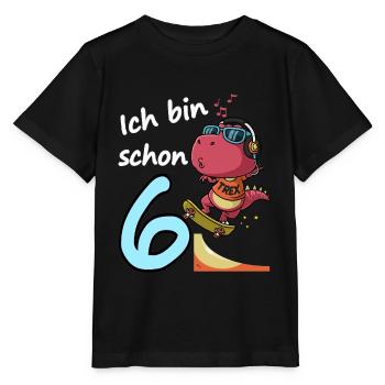 Kindergeburtstag 6 Jahre mit Dino - Stanley/Stella Kinder T-Shirt MINI CREATOR  - Schwarz - Vorne - Mikhail (115cm)