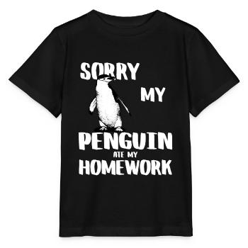 SORRY MY PENGUIN ATE MY HOMEWORK - Stanley/Stella Kinder T-Shirt MINI CREATOR  - Schwarz - Vorne - Mikhail (115cm)