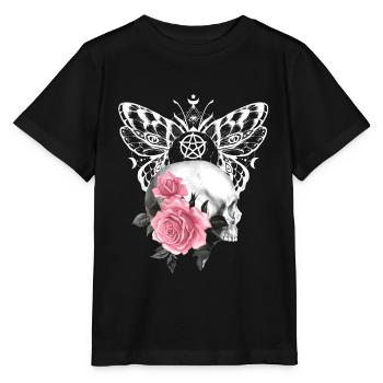 Nacht Blumen Gothik goth Totenkopf Tod Skull Punk - Stanley/Stella Kinder T-Shirt MINI CREATOR  - Schwarz - Vorne - Mikhail (115cm)