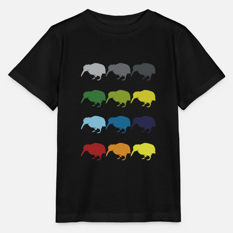 Neon Pop Art Retro Kiwi oiseau de course Idée cadeau - T-shirt bio MINI CREATOR Stanley/Stella Enfant - noir