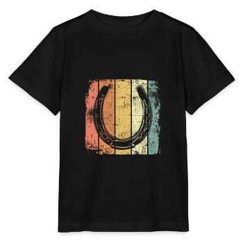 Cheval de fer à cheval vintage - T-shirt bio MINI CREATOR Stanley/Stella Enfant - noir - Devant - Mikhail (115cm)